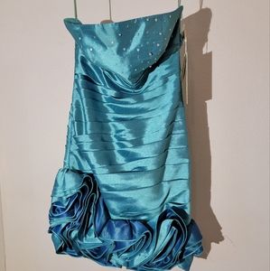 Xs blue/green strapless dress